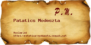 Patatics Modeszta névjegykártya